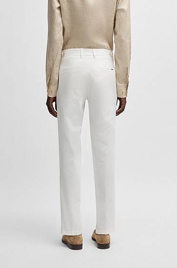 Nohavice BOSS Comfort-Stretch Cotton Formal Trousers Biela | 50539970, 1