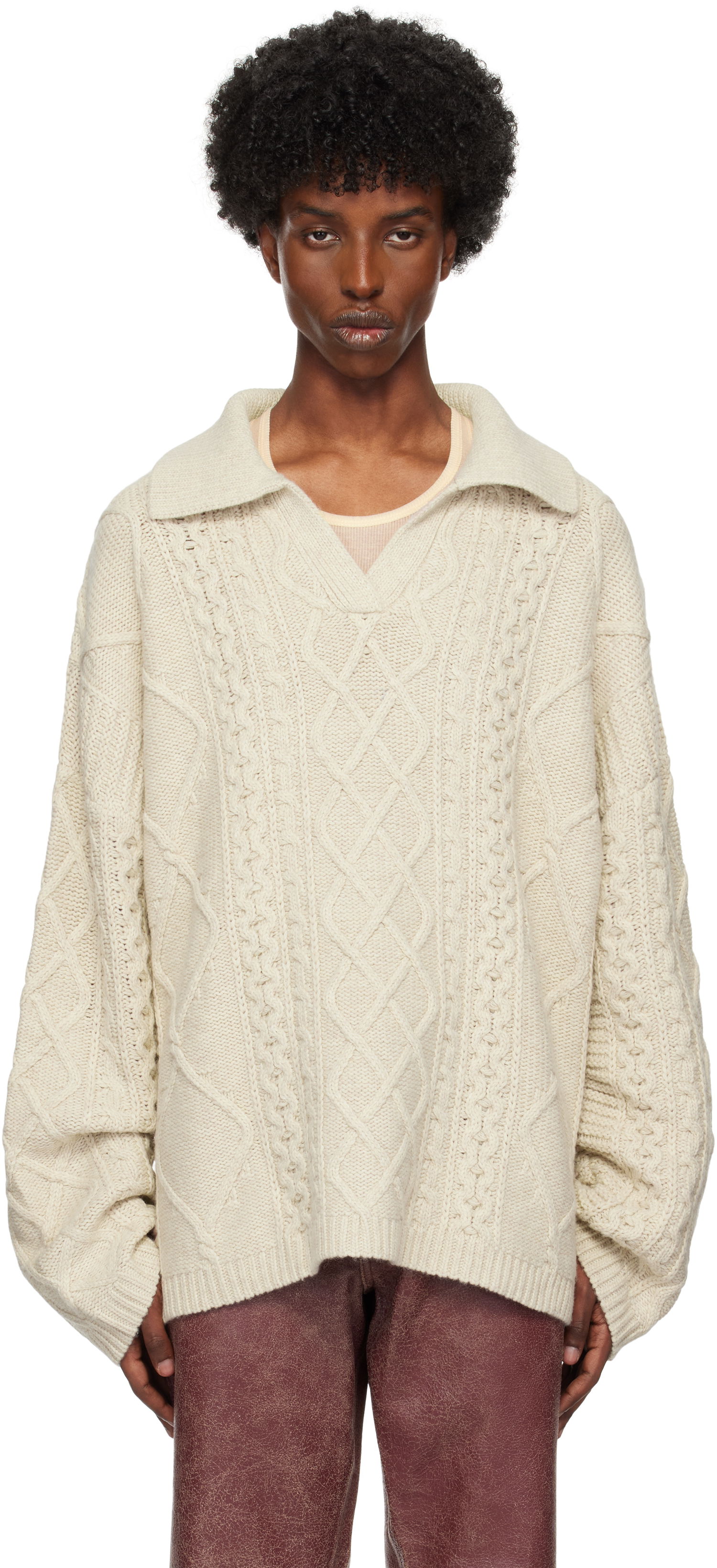 Sveter GUESS Cable Sweater Biela | M4BR00Z3GO0PWMU, 0