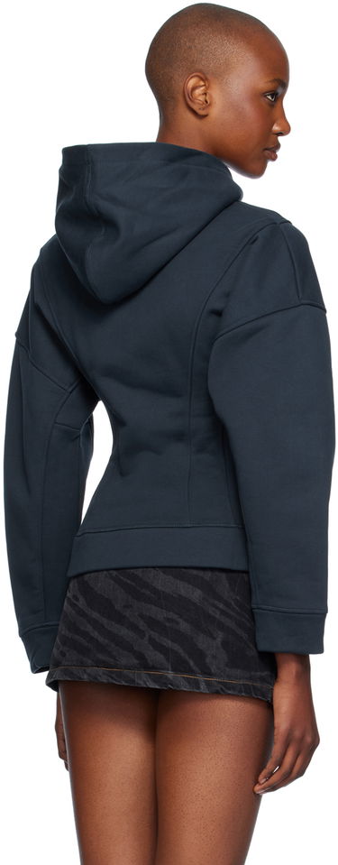 Mikina GANNI Ganni Fleece Zip-Up Hoodie Navy | T4029, 2