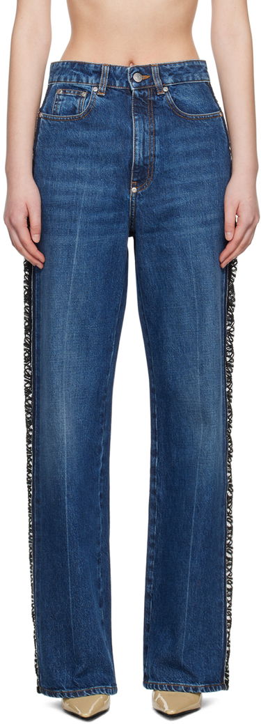 Džínsy Stella McCartney Stella McCartney Lace High-Rise Straight Leg Jeans Modrá | 6D03053SPH85, 0