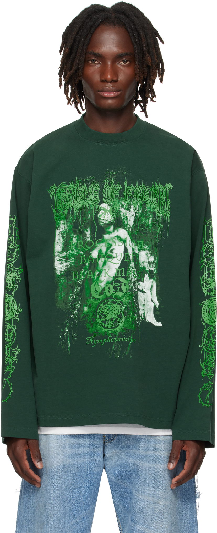 Tričko VETEMENTS Vetements Cradle Of Filth Nymphetamine Graphic Longsleeve T-Shirt Zelené | UCF76LS750E