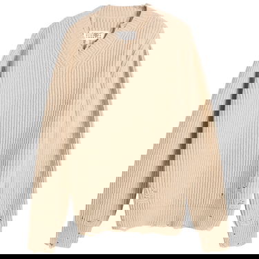 Sveter Maison Margiela MM6 Maison Margiela Distressed Knit Sweater, Size Large Béžová | S52HN0011-M13138-806M, 1