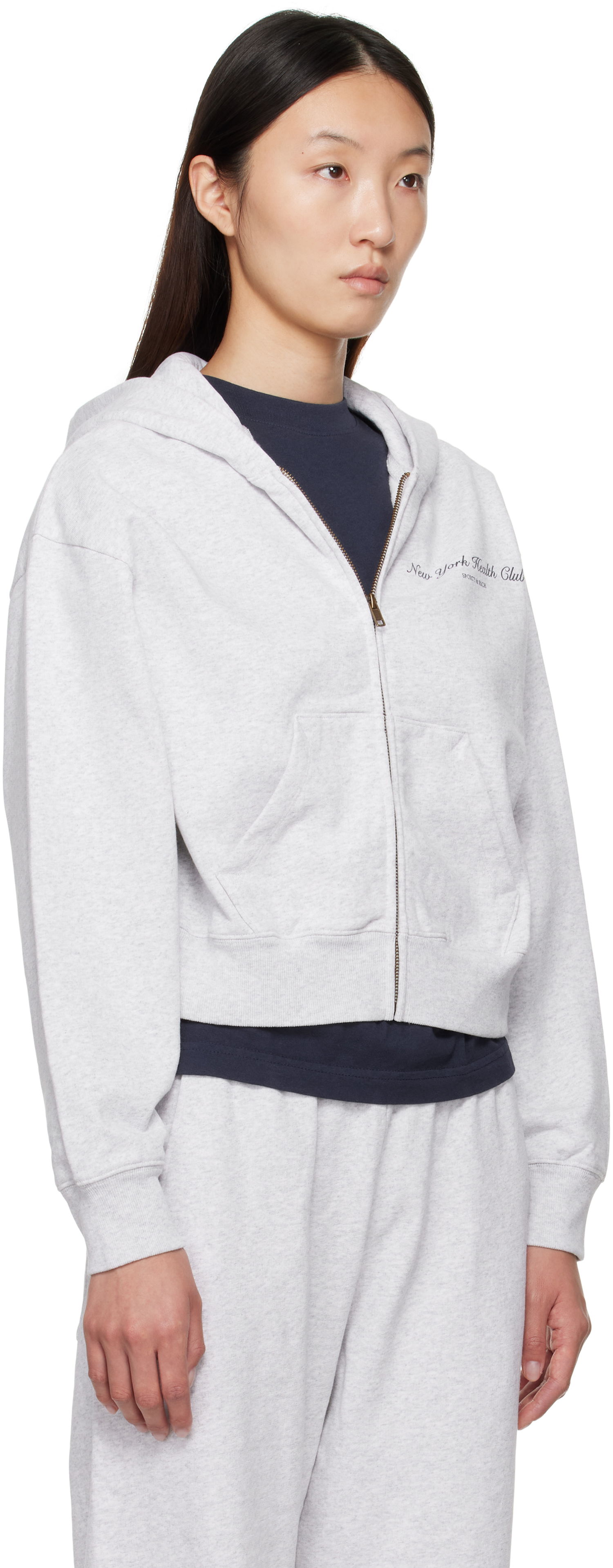 Mikina Sporty & Rich Sporty & Rich 'NY Health Club' Cropped Zip Hoodie Šedá | ST068602043GY03, 1