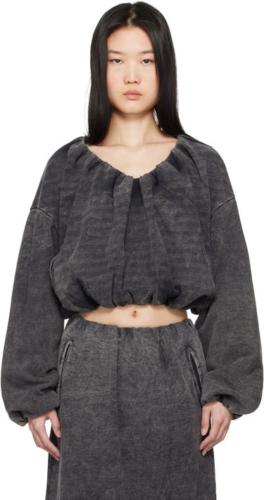 Mikina Diesel Cropped Gathered Sweatshirt Čierna | A17074 0EGBV, 0