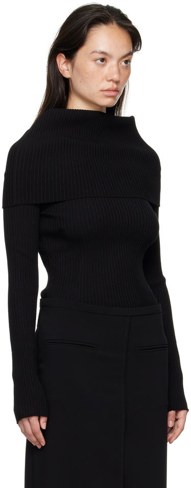 Sveter Courrèges Courrèges Women's Fitted Off Shoulder Sweater Čierna | 324MPU189FI0001, 1
