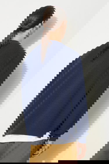 Sveter MAISON KITSUNÉ Neil Barrett Bold Fox Head Patch Comfort Ribbed Cardigan Navy | MM00506KT1098, 2