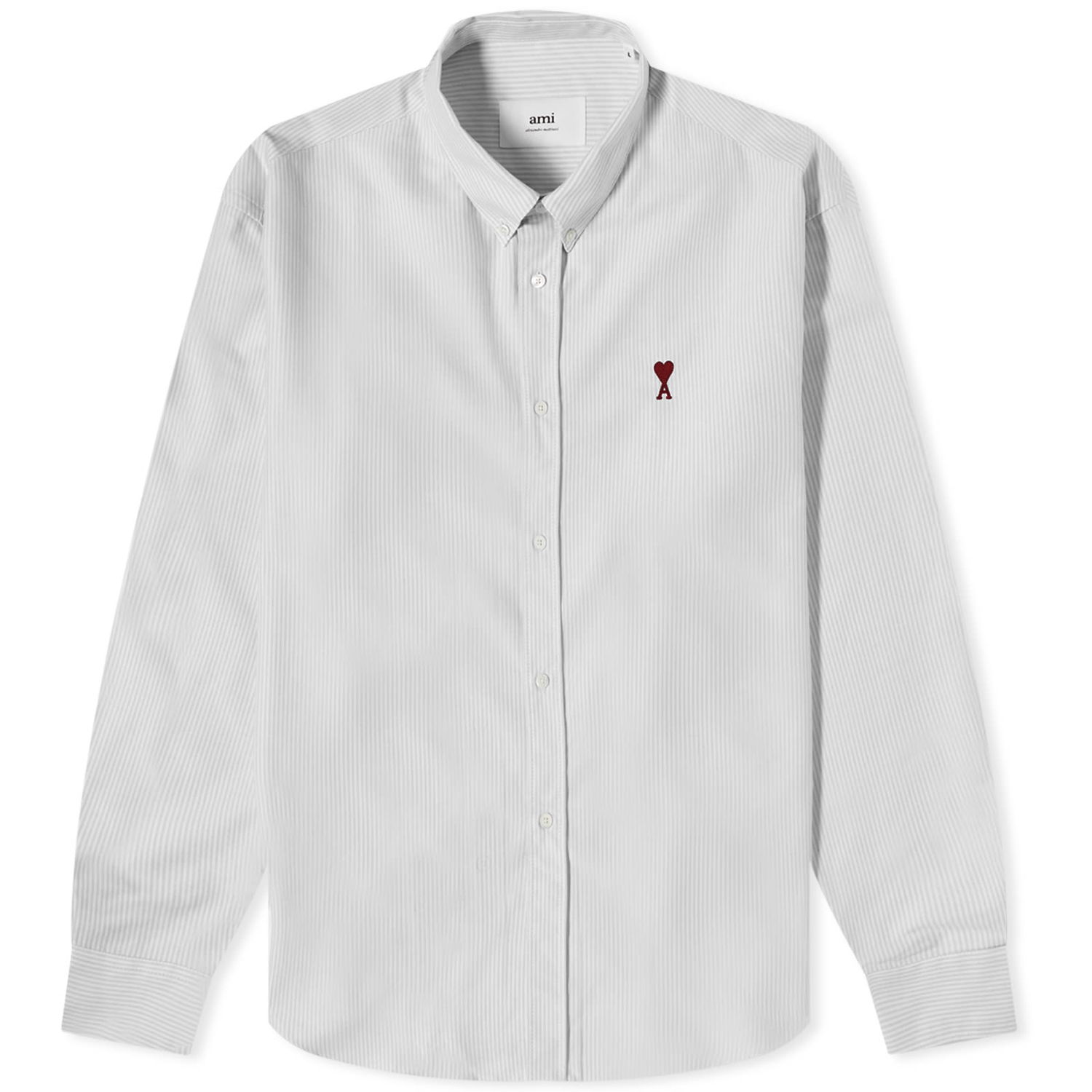 Košeľa AMI Stripe Logo Button Down Shirt Čierna | BFUSH130-CO0021-039, 0