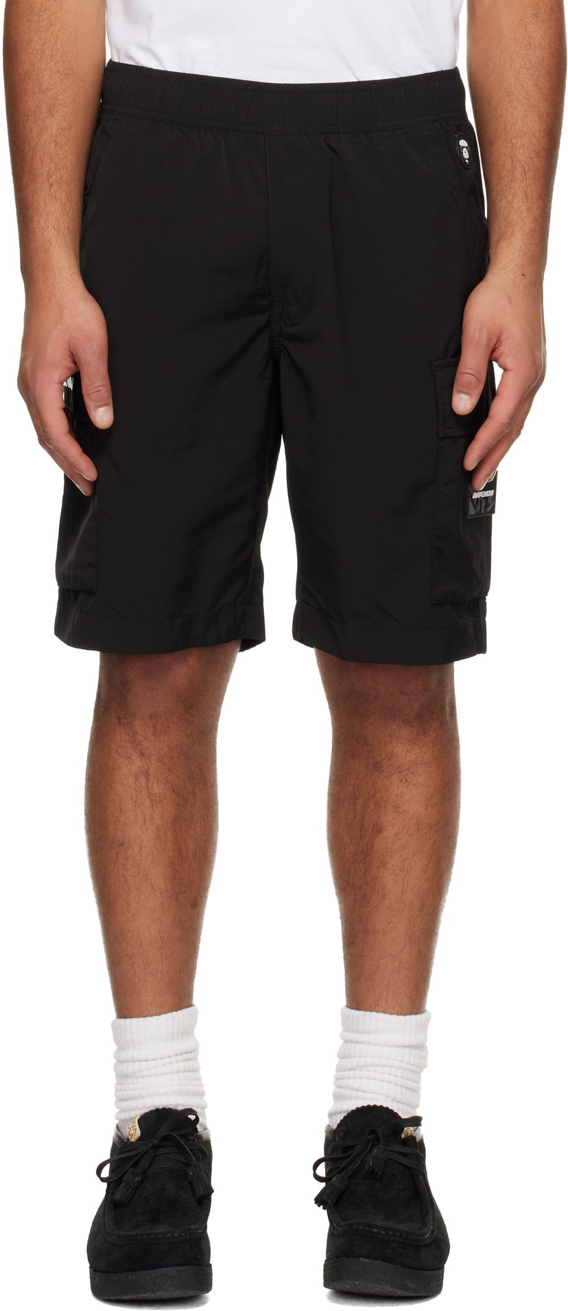 Šortky AAPE by A Bathing Ape 'AAPENOW' Moonface Logo Cargo Shorts Čierna | AAPSPMB672XXNBKX