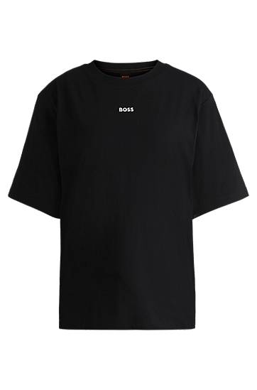 Tričko BOSS BOSS Cotton-Jersey T-Shirt with Logo Print Čierna | 50523256, 0