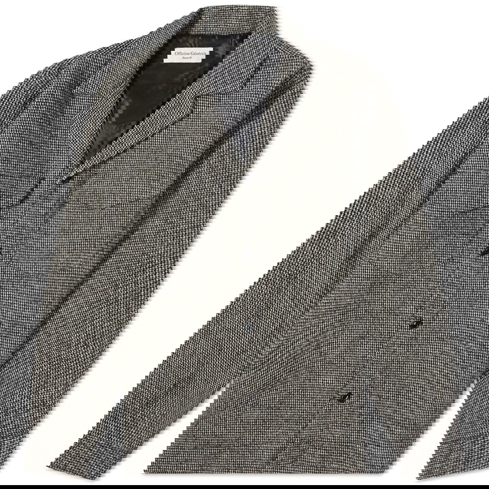 Bunda Officine Générale Judas Houndstooth Overshirt Šedá | W22MSHI016PRE-BLK, 0