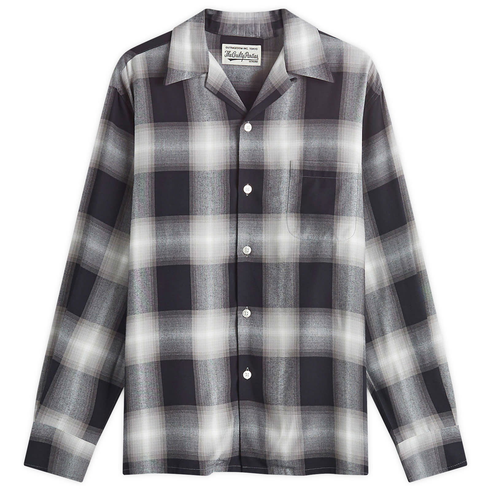 Ombre Check Open Collar Shirt