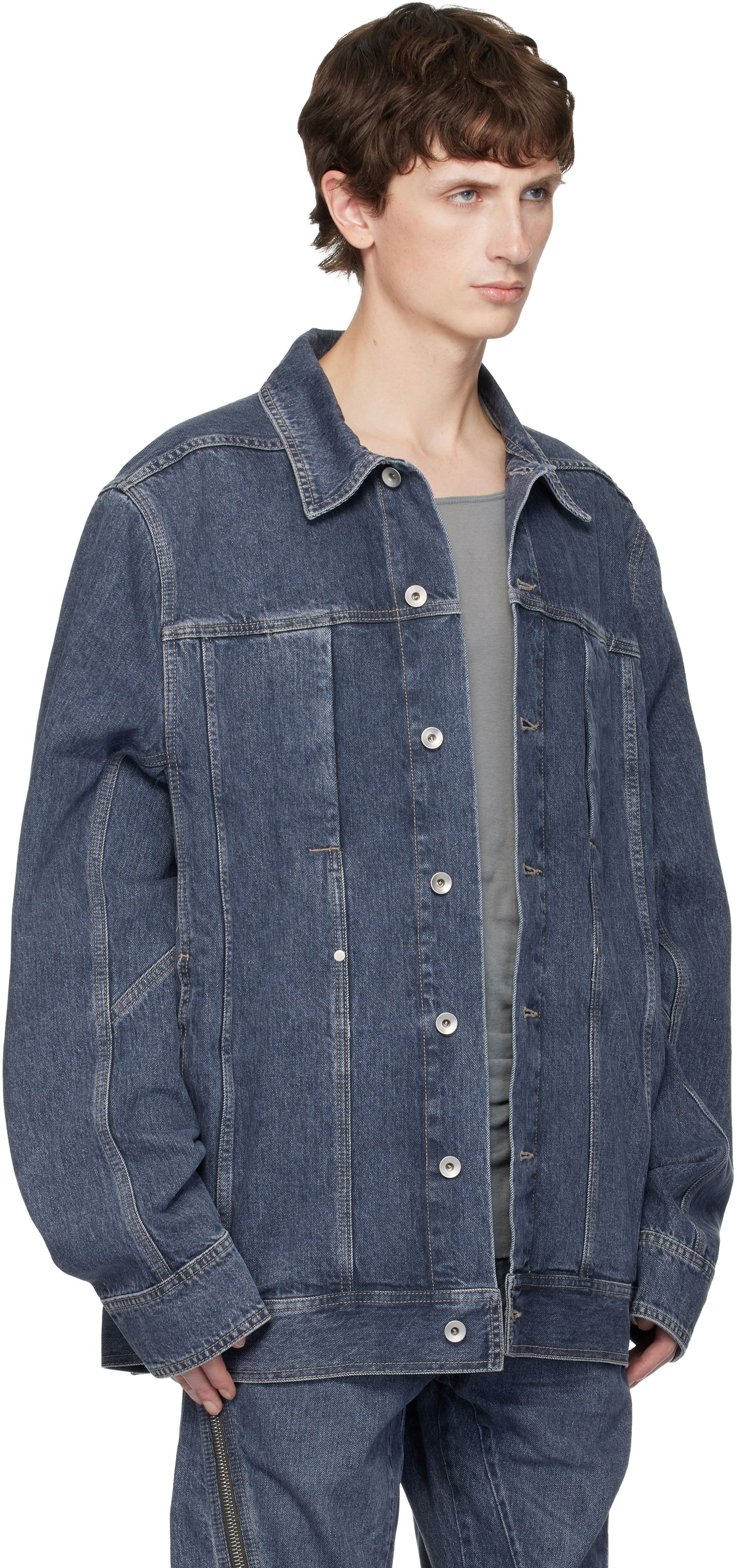 Bunda Rick Owens DRKSHDW Concordians Lido Worker Denim Jacket Modrá | DU02E7752 DGY, 1
