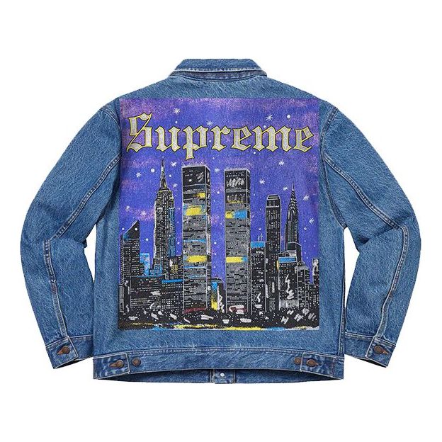 Bunda Supreme Supreme New York Painted Denim Trucker Jacket Modrá | SUP-SS19-10079, 0