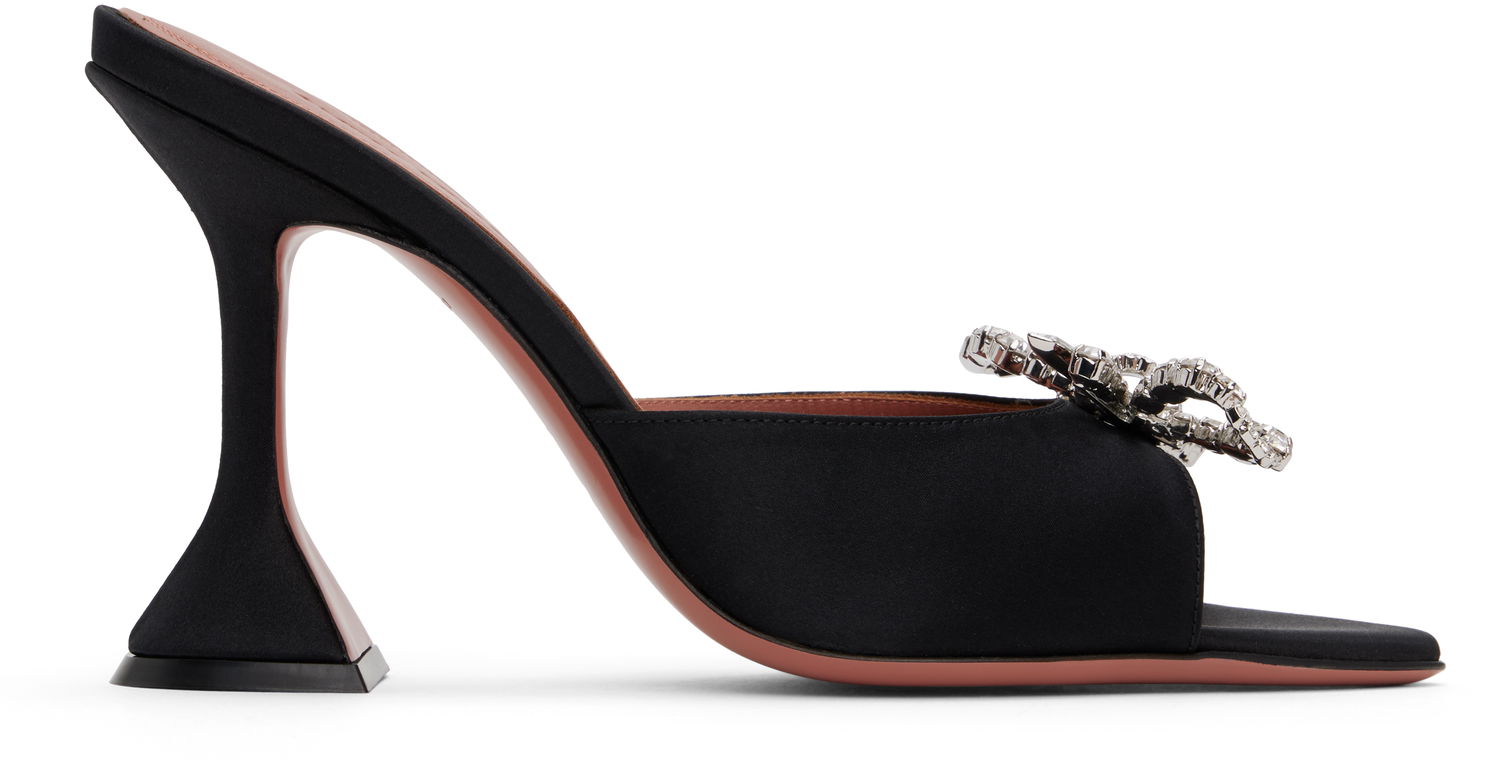 Doplnky Amina Muaddi Amina Muaddi Rosie Slipper Heeled Sandals Čierna | ROSIE SLIPPER CL SATIN, 0