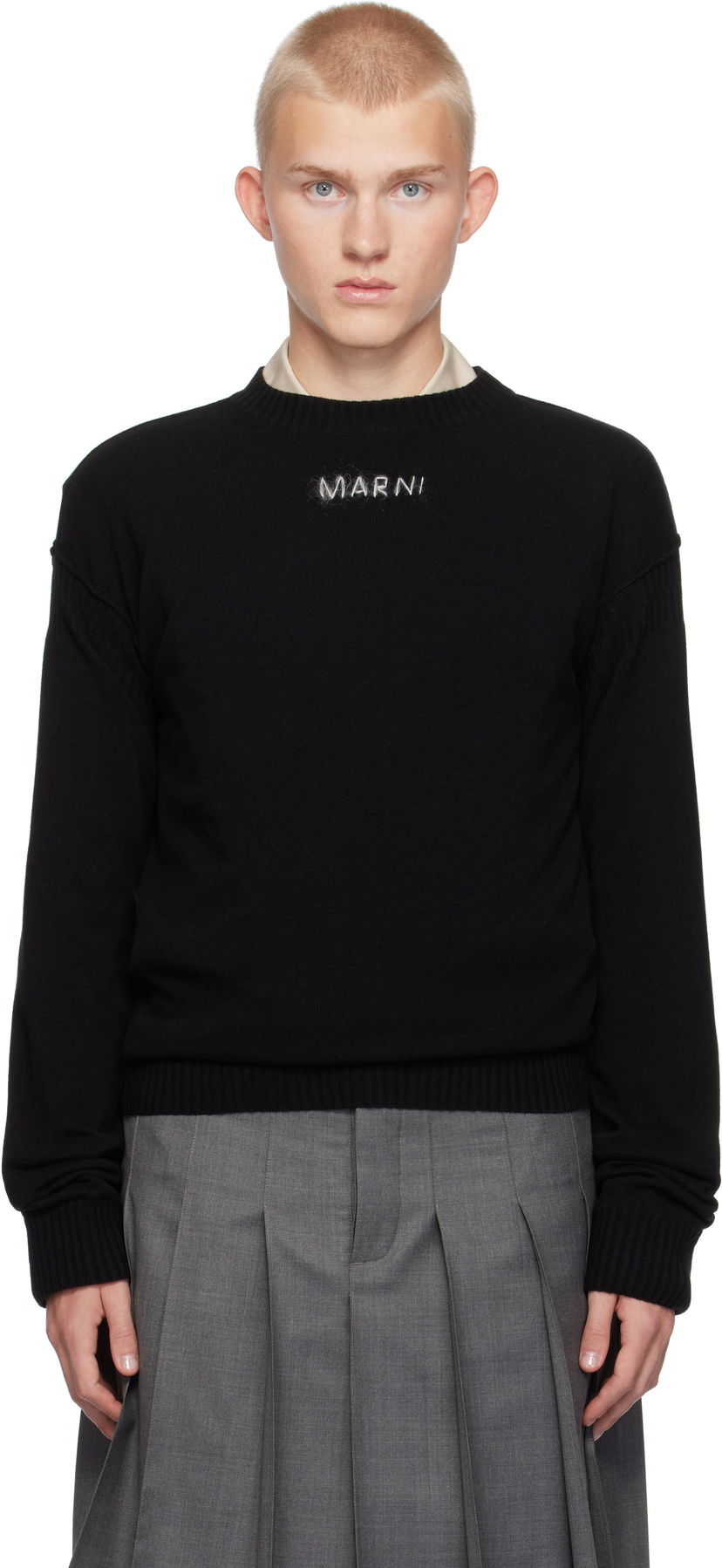 Sveter Marni Wool & Cashmere Logo Sweater Čierna | GCMG0417A0 UFZ380