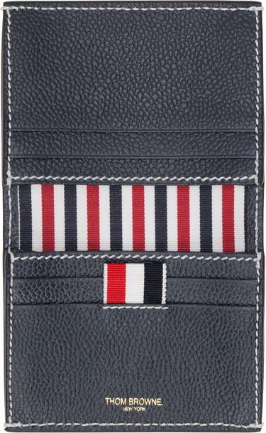 Peňaženka Thom Browne Thom Browne Pebble Grain Leather Card Holder with Heavy Stitch Navy | UAW065A-00198, 2