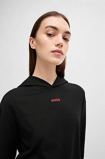 Mikina BOSS HUGO Relaxed-Fit Stretch Jersey Hoodie Čierna | 50490594, 1