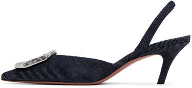 Tenisky a topánky Amina Muaddi Sling Heels with Crystal Buckle Modrá | CAMELIA SLING 60 SLANTED DENIM D, 2