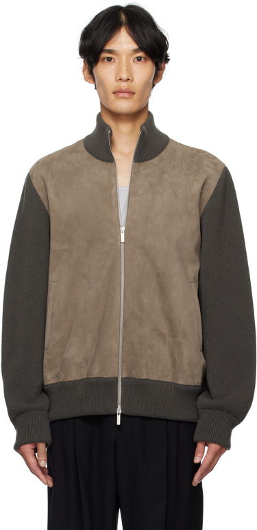 Bunda FERRAGAMO Ferragamo Suede and Knit Panel Jacket Šedá | 785964, 0