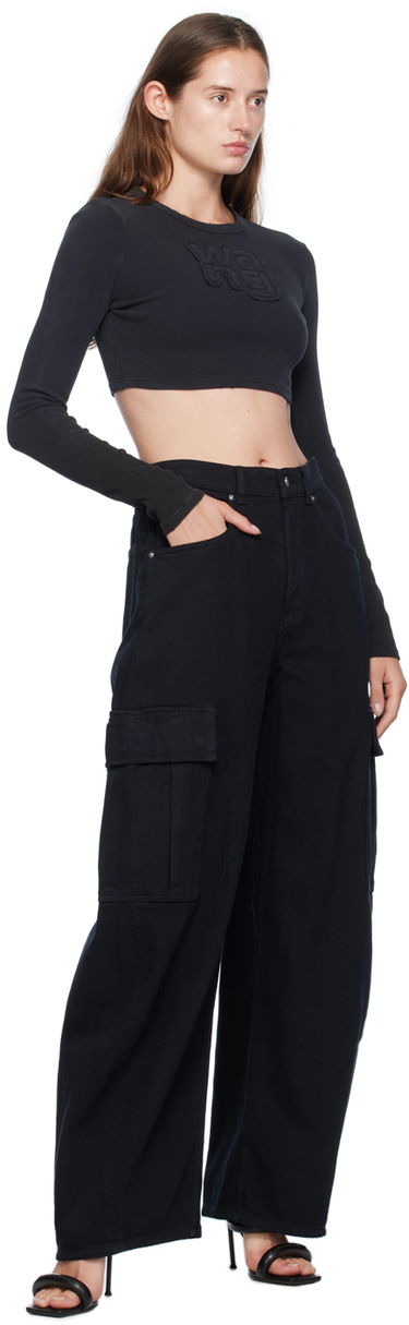 Crop Top Alexander Wang Crewneck Long Sleeve Crop Top Čierna | 4CC3241474, 3