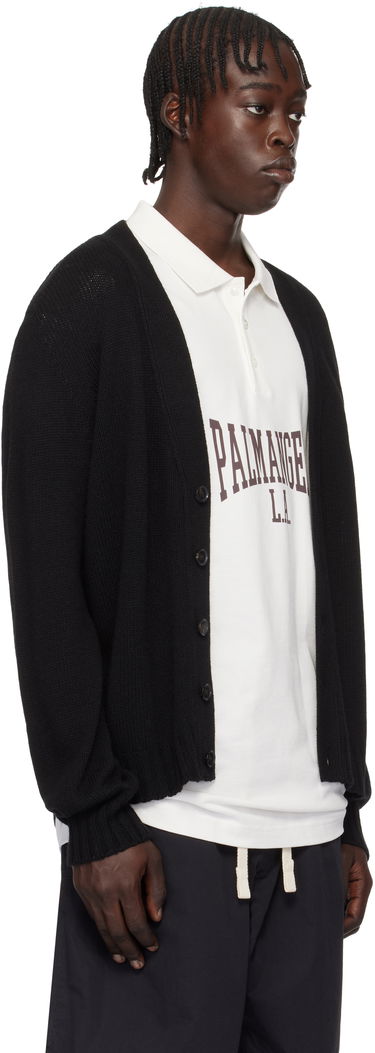 Sveter Palm Angels Curved Logo Black Cardigan Čierna | PMHB035S25KNI0011008, 1