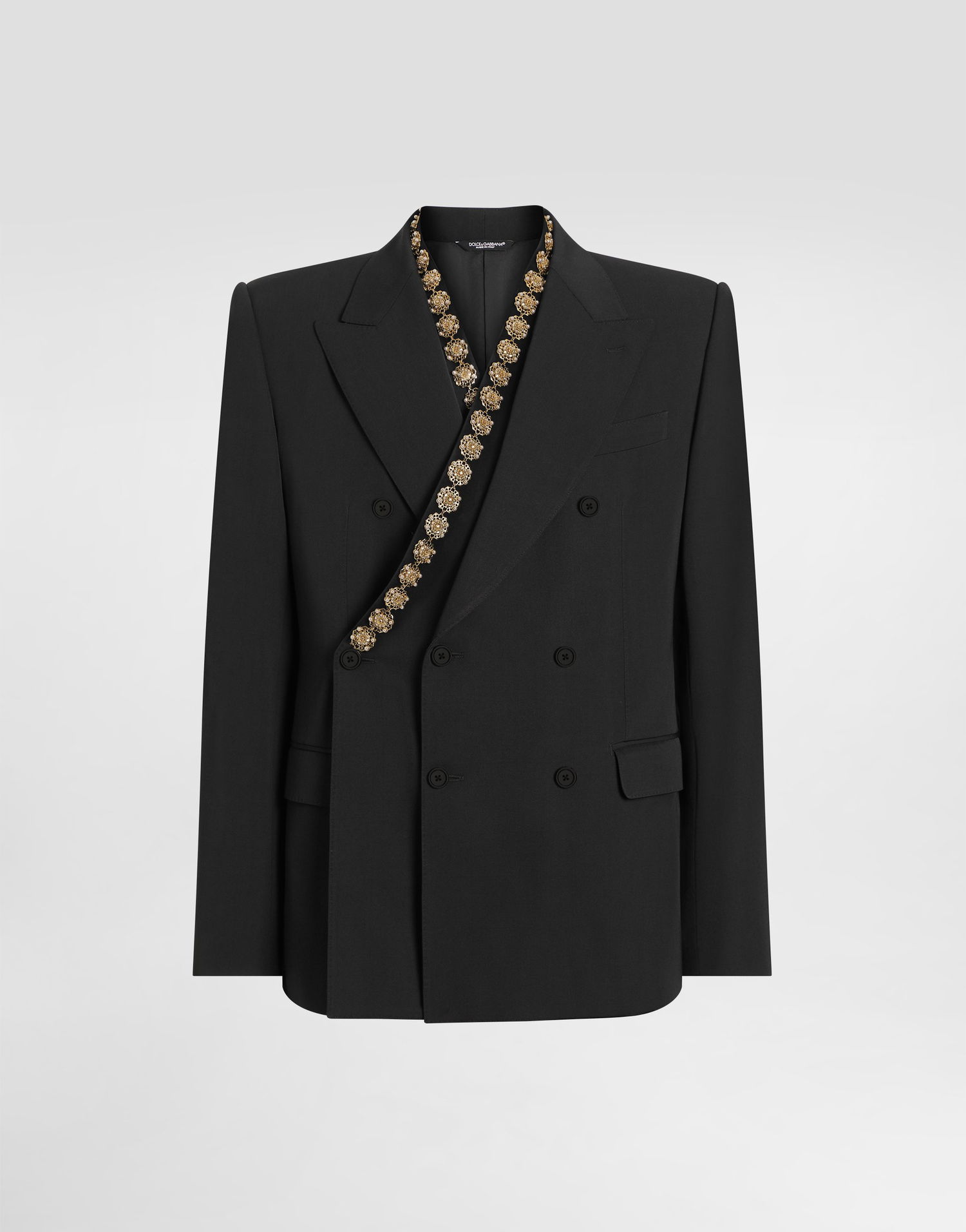 Bunda Dolce & Gabbana Dolce & Gabbana Double-breasted Sicilia Bistrecht Wool Canvas Jacket Čierna | G2VE2ZFUBGBN0352, 0