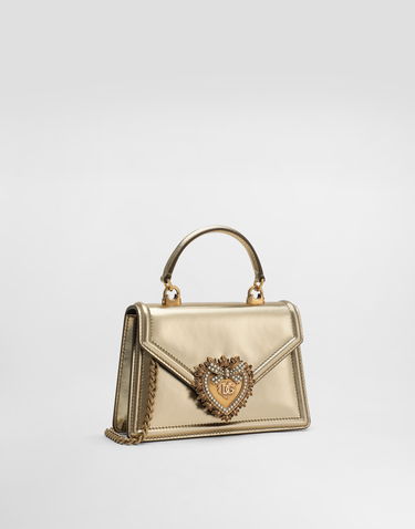 Taška cez rameno Dolce & Gabbana Small Devotion Mordore Nappa Leather Shoulder and Crossbody Bag Metalická | BB6711A101687503, 2