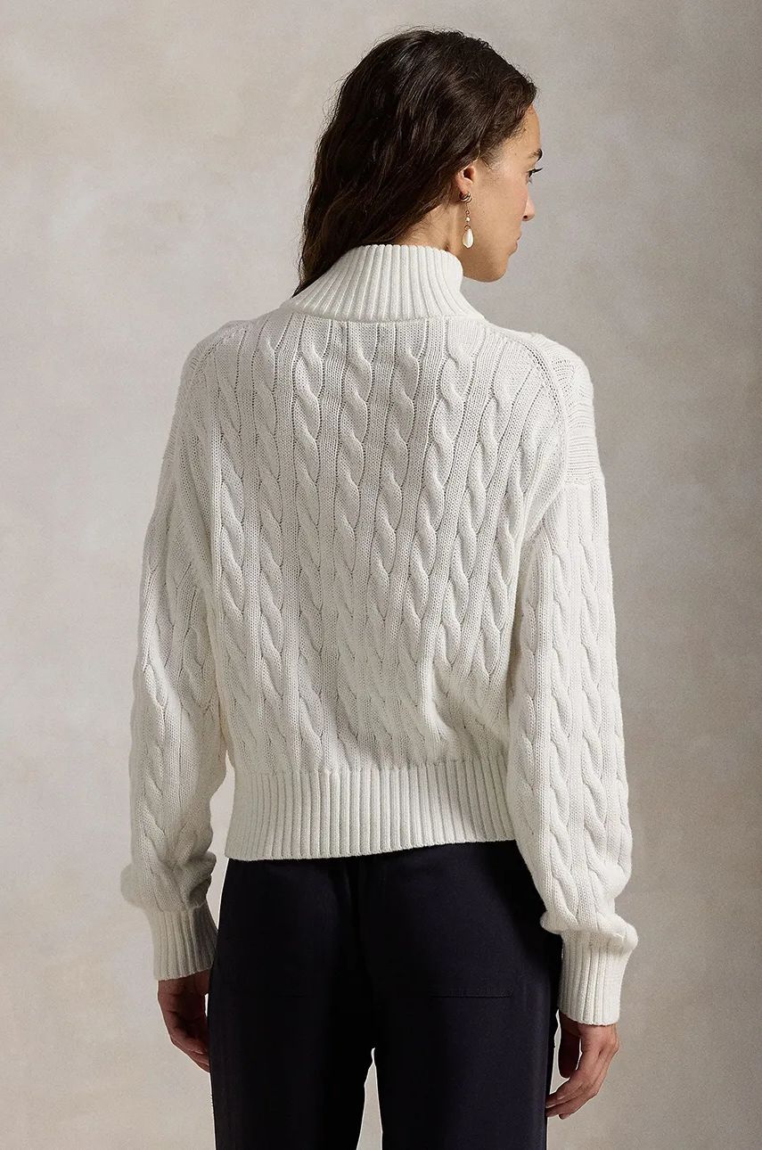 Sveter Polo by Ralph Lauren Polo Ralph Lauren Cable-Knit Quarter-Zip Sweater Biela | 211963467, 1