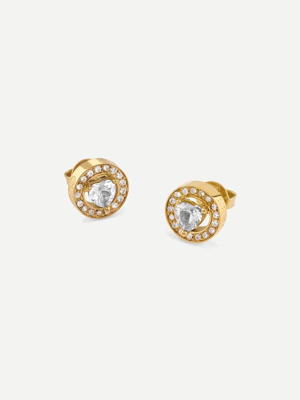 Náušnice GUESS Gold-Tone Crystal Stud Earrings Metalická | JUBE04669JW