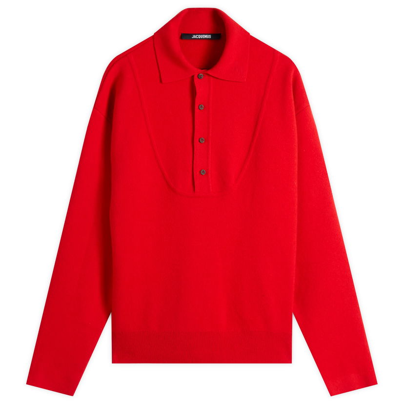 Polo tričko Jacquemus Jacquemus Knitted Polo, Size Large Červená | 25HSWM00609AK00276-470