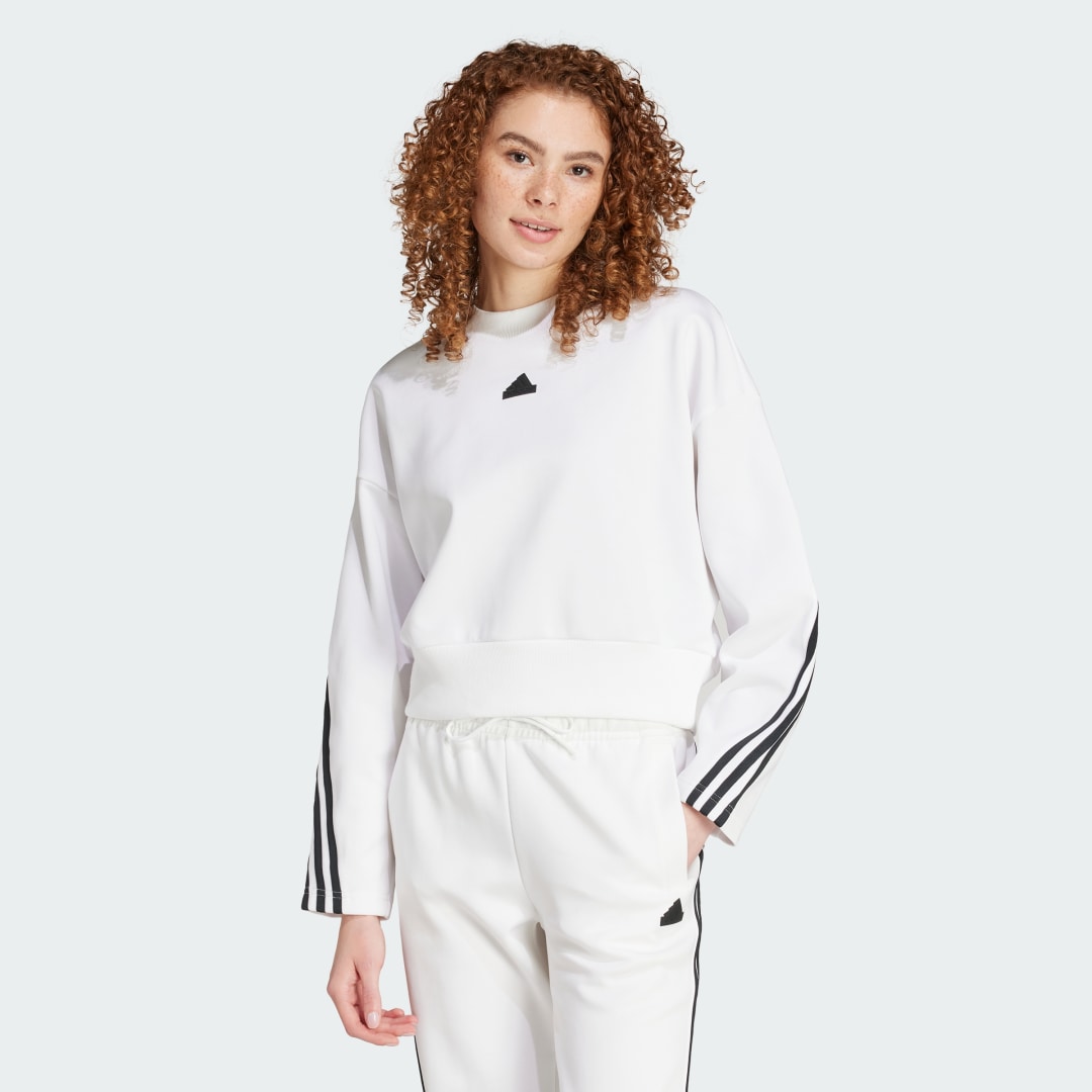 Sveter adidas Performance Future Icons 3-Stripes Cropped Sweatshirt Biela | IZ0005, 0