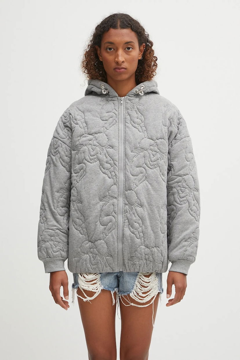 Bunda Fiorucci Fiorucci Kissing Angels Quilted Oversize Jacket Šedá | W02FPSHO092CJ05GY01