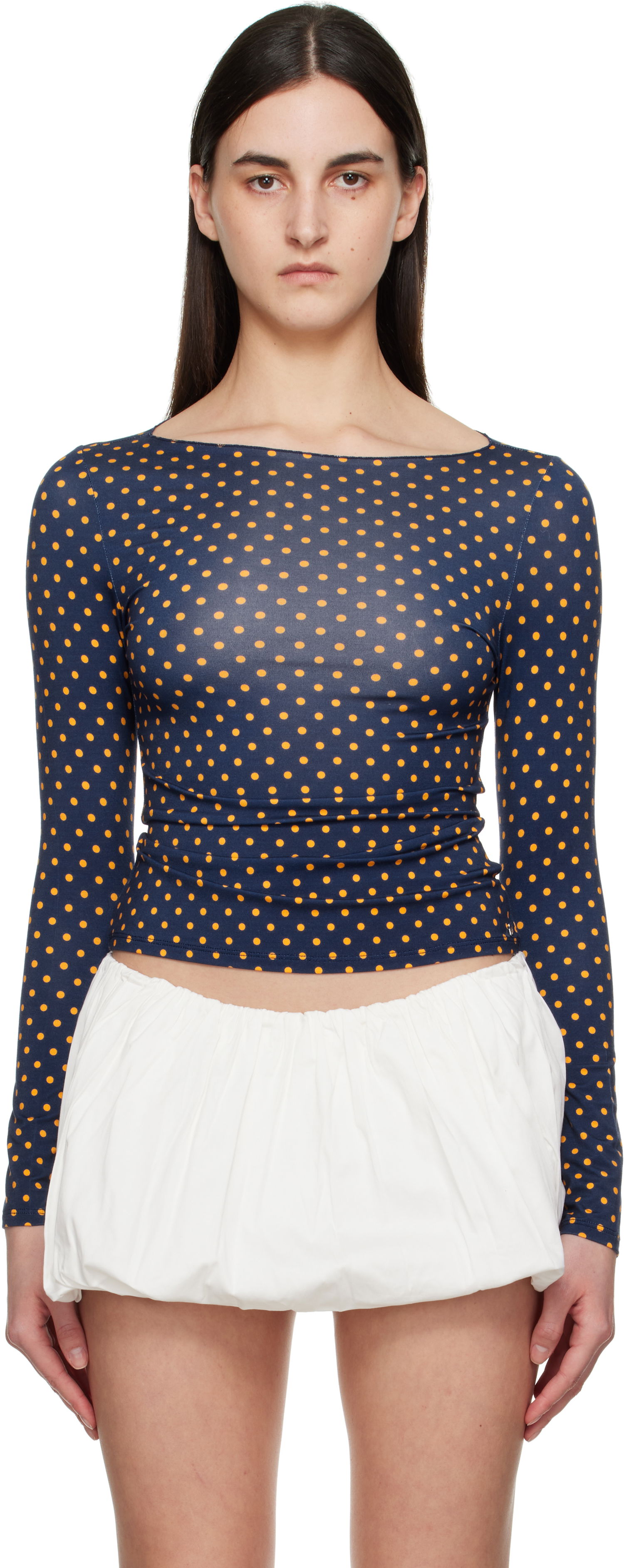 Tričko Miaou Miaou Amelia Polka Dot Long Sleeve T-Shirt Navy | 7183TJBPKD, 0