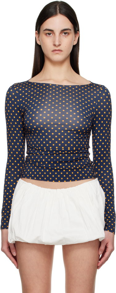 Tričko Miaou Miaou Amelia Polka Dot Long Sleeve T-Shirt Navy | 7183TJBPKD, 0