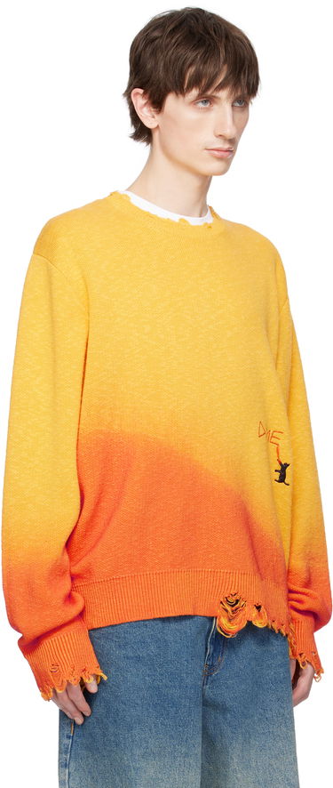 Sveter Dime Dime Gradient Knit Sweater with Cat Embroidery Oranžová | DIMESP2510SUN, 1