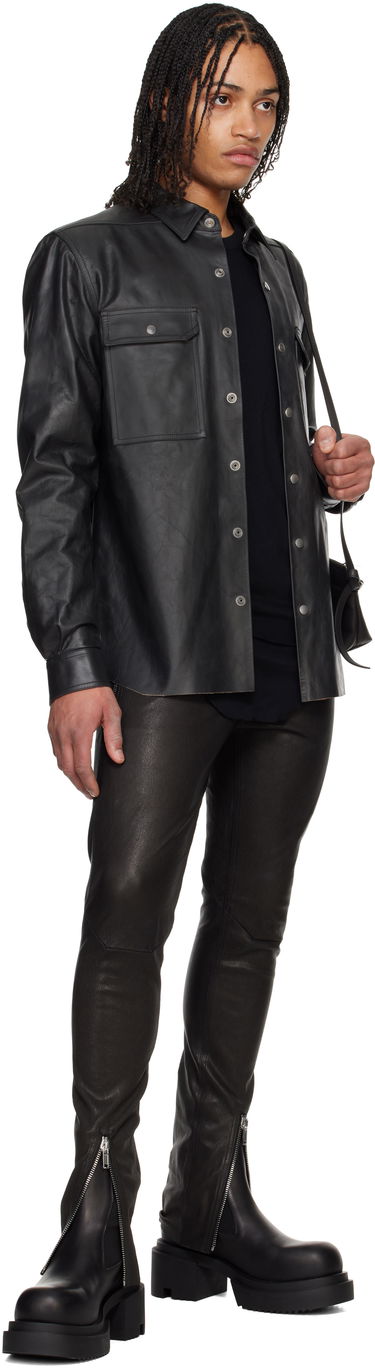Košeľa Rick Owens Rick Owens Hollywood Leather Overshirt Čierna | RU01E5729 LTP, 4