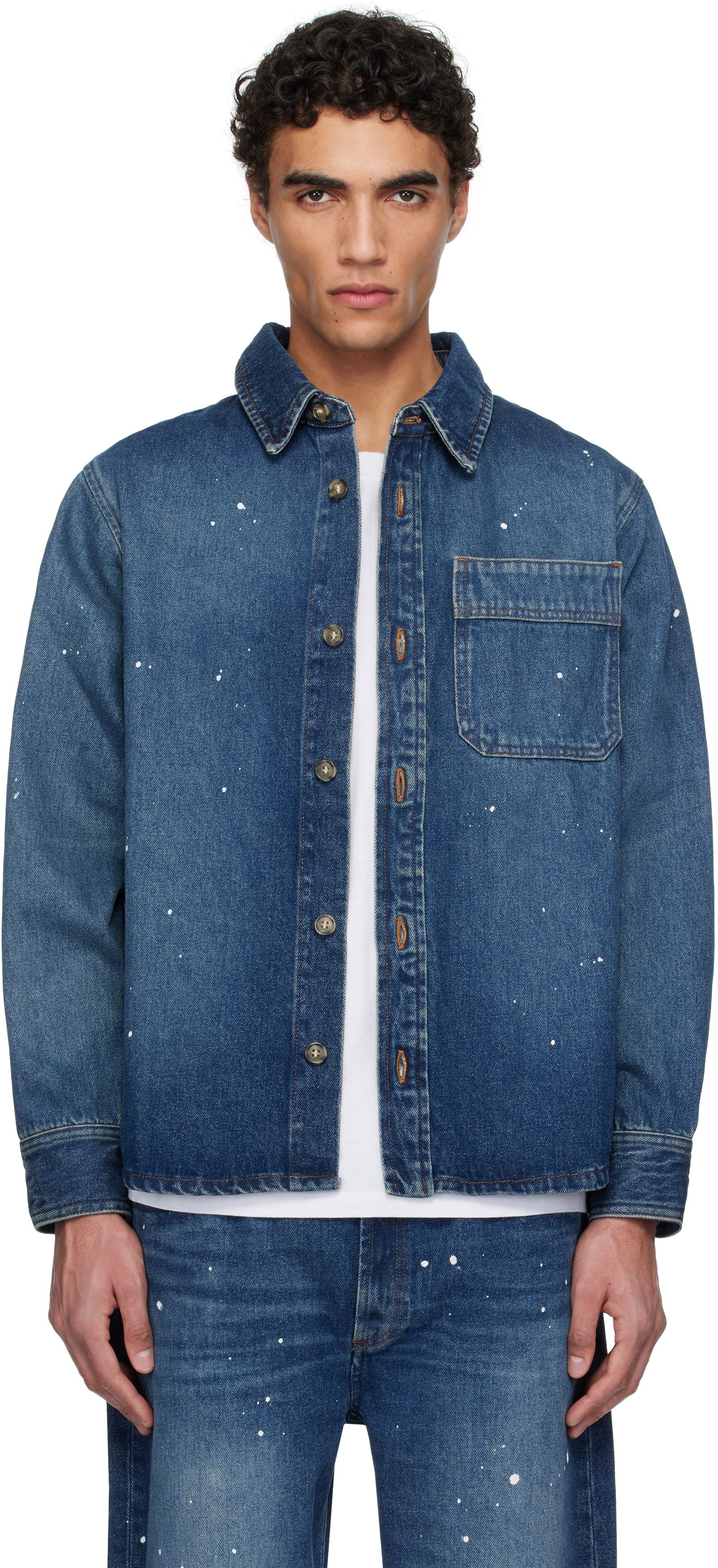 Košeľa A.P.C. A.P.C. Paint Splatter Denim Shirt Modrá | COHGL-H02709, 0