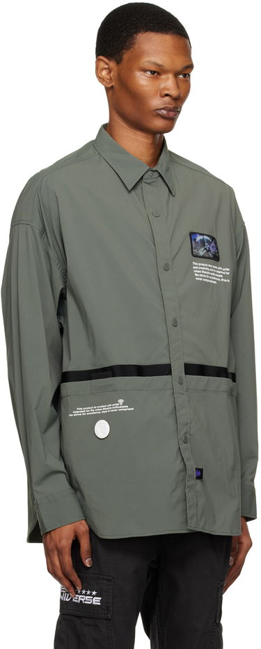 Košeľa AAPE by A Bathing Ape AAPE by A Bathing Ape Holographic Patch Long Sleeve Shirt Zelené | AAPSTM8441XXKKHE, 1