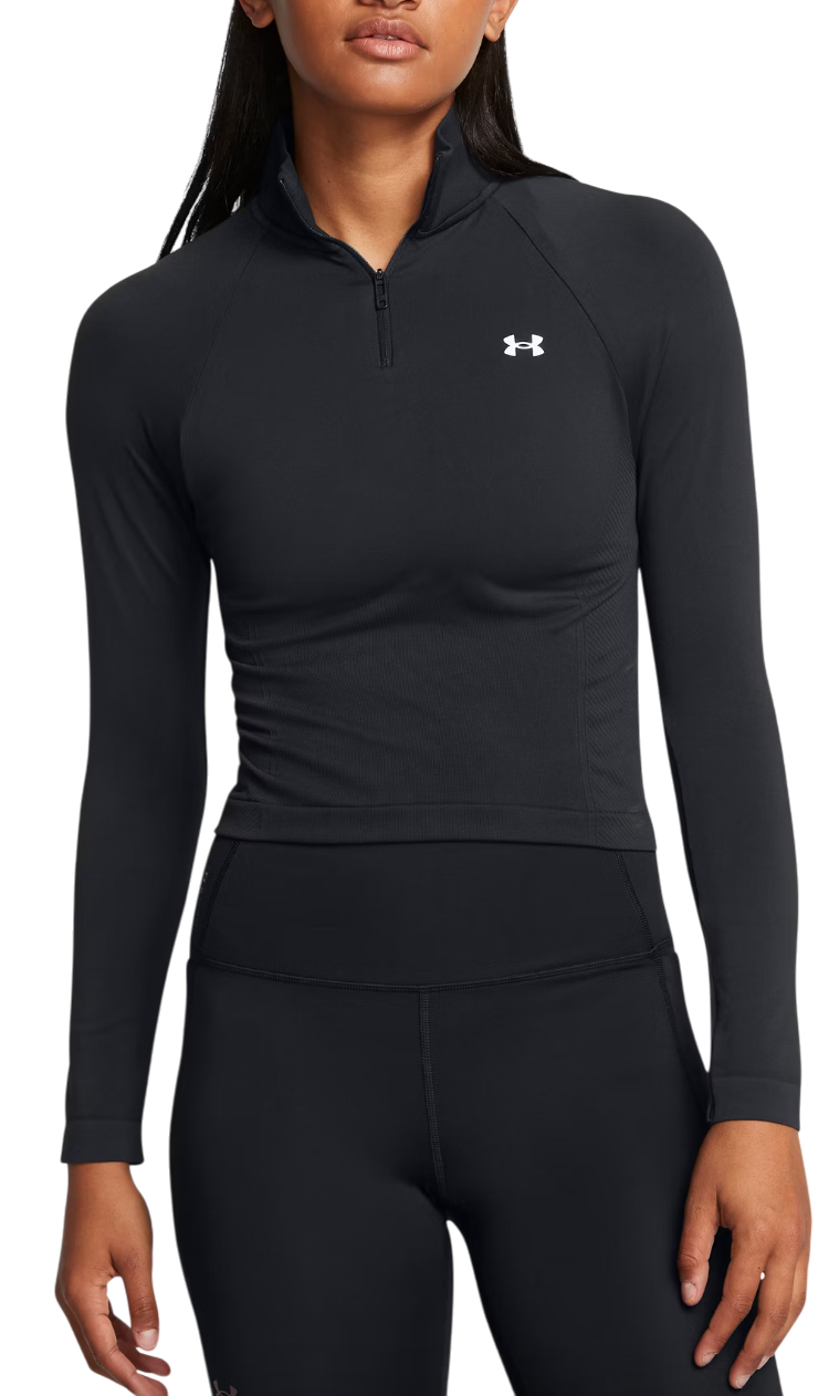 Mikina Under Armour Seamless Quarter-Zip Cropped Long Sleeve Čierna | 1384405-001, 0