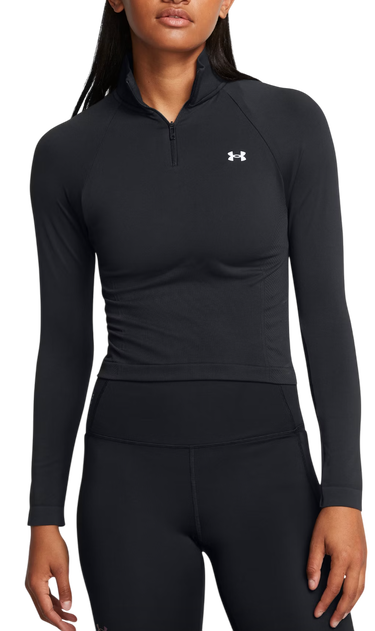 Mikina Under Armour Seamless Quarter-Zip Cropped Long Sleeve Čierna | 1384405-001, 0