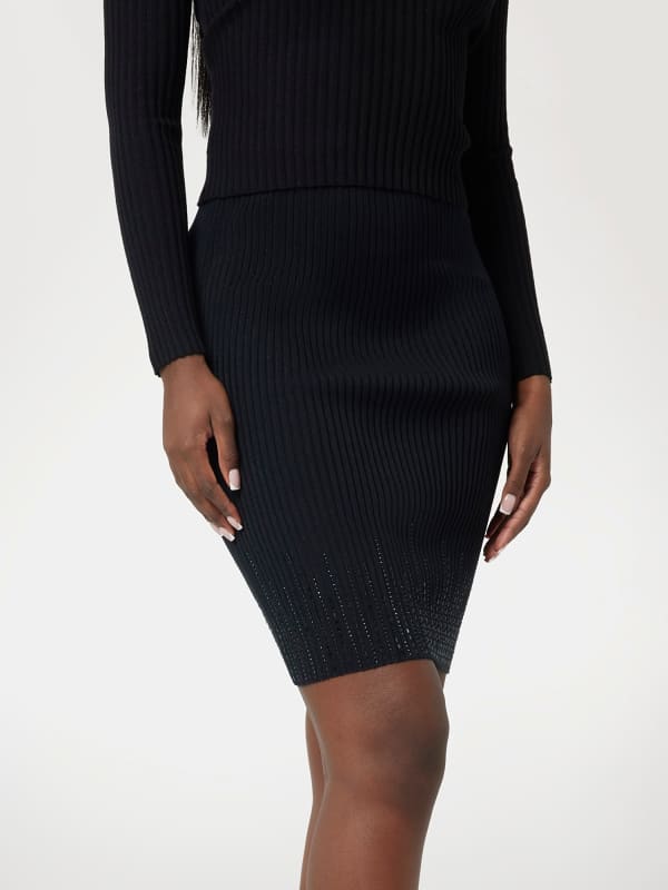 Sukňa GUESS Black Mini Skirt with Rhinestone Details Čierna | W5RD83Z2Y50, 0