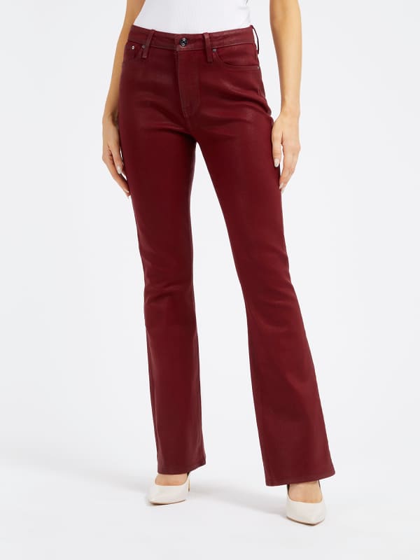Nohavice GUESS High Rise Flare Denim Pant Červená | W4RA0LD4QQ0, 0