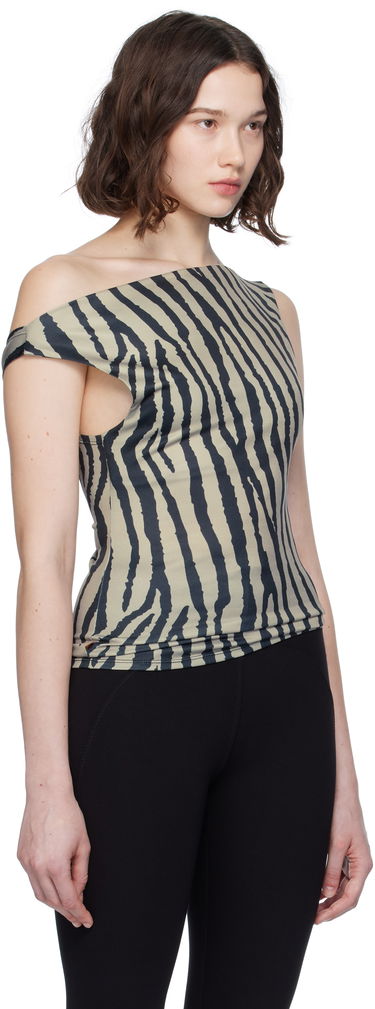 Tielko Miaou Miaou Lani Asymmetrical Zebra Print Top Béžová | 7114VISZEB, 1