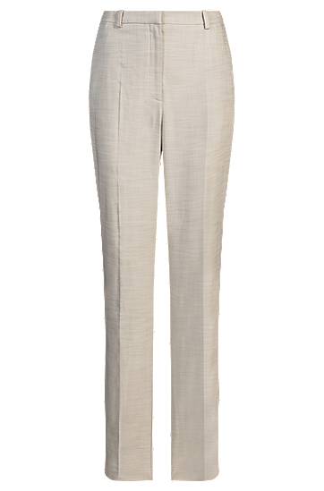 Nohavice BOSS Relaxed-Fit Melange Stretch Trousers Béžová | 50537461, 0
