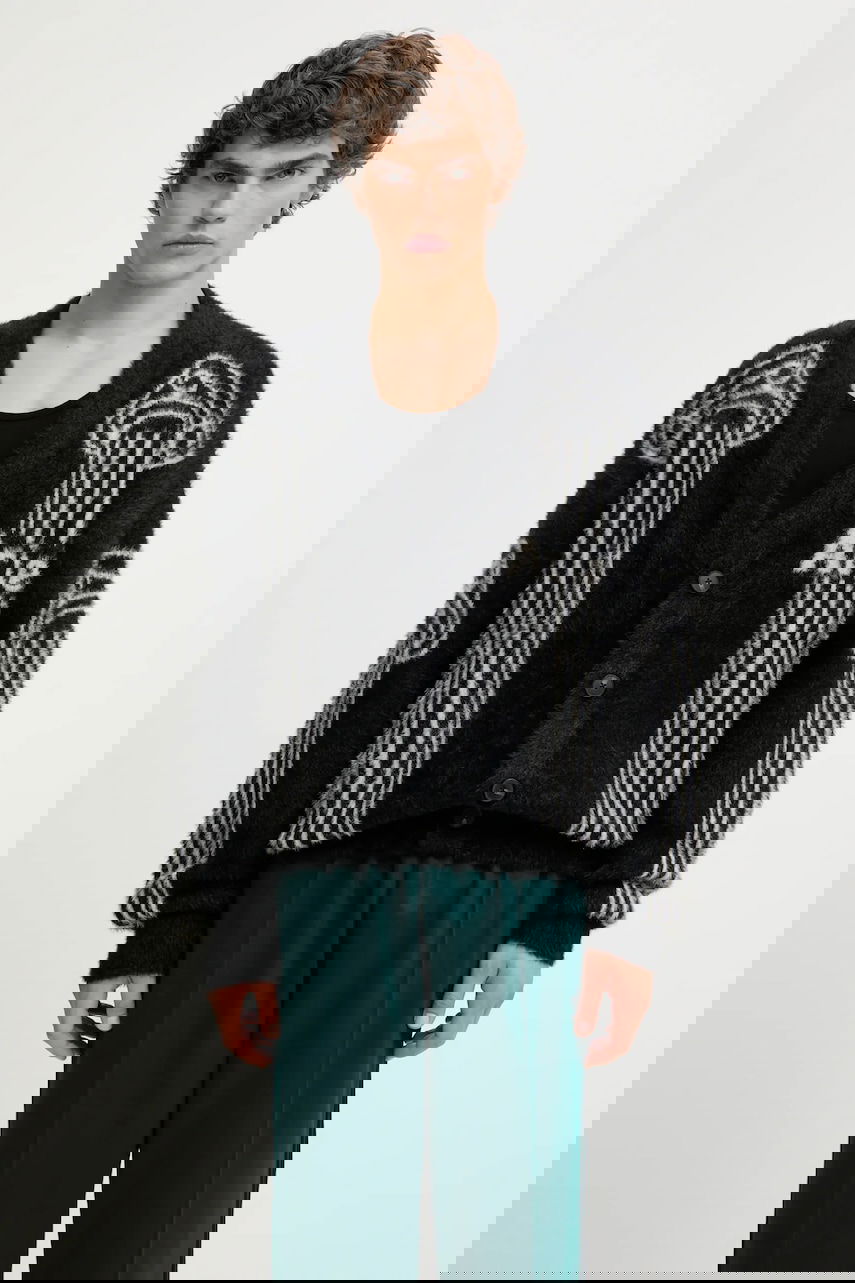 Sveter Aries Oversized Chenille Column Cardigan Čierna | AR2004004, 0