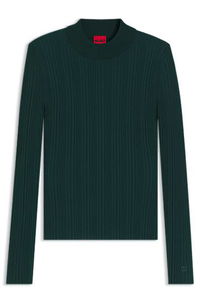 Ribbed sweater with mock neck