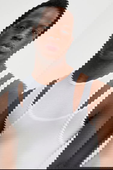 Tielko HELIOT EMIL Heliot Emil Cut-Out Layered Tank Top Biela | SS25.M.09.130.WHT02, 3