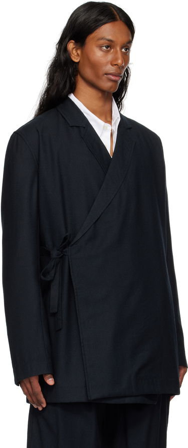Kabáty Maharishi Maharishi Asymmetrical Kimono Wool Blazer Navy | 6057, 1