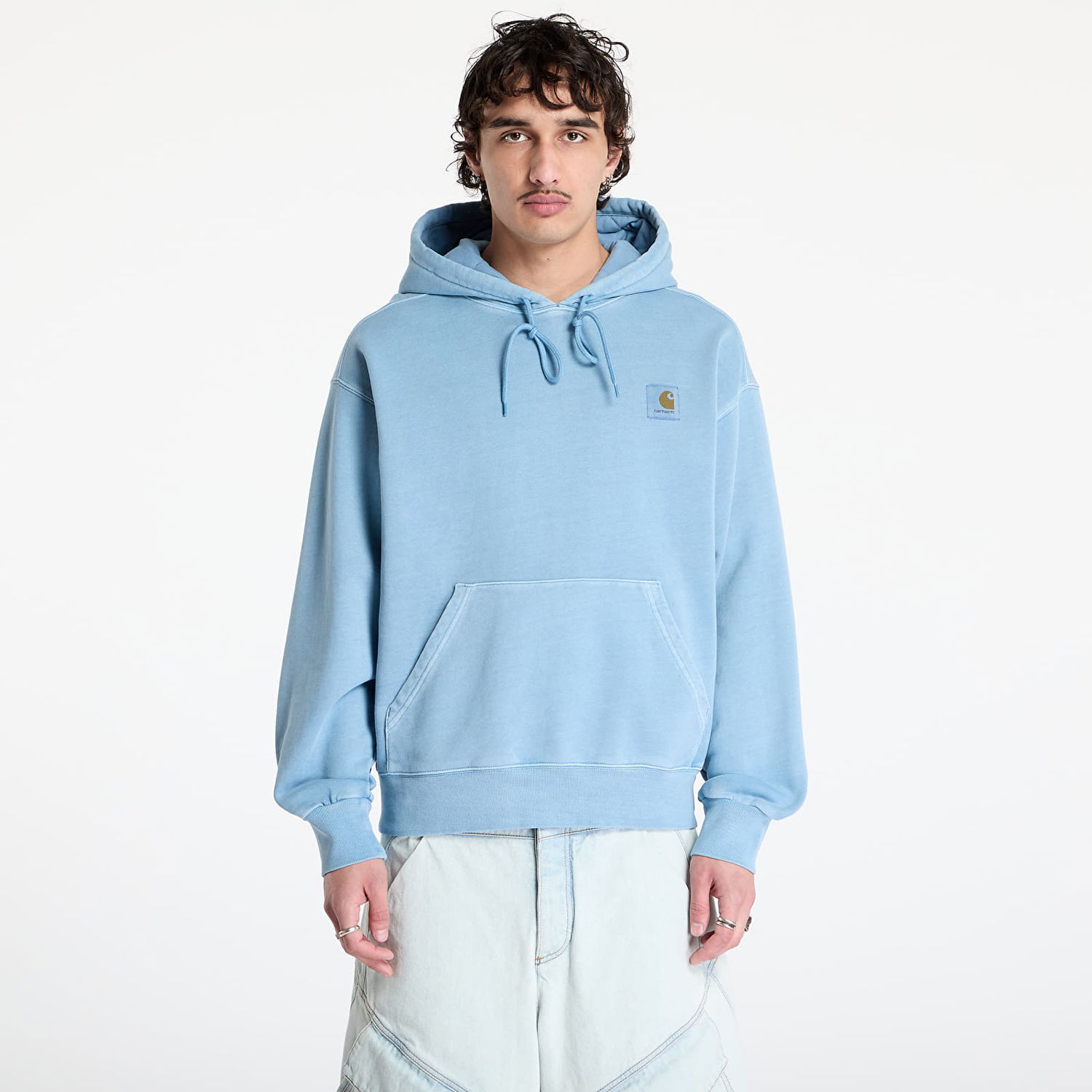 Mikina Carhartt WIP Hooded Nelson Sweatshirt Garment Dyed Modrá | I029963.2PAGD, 0