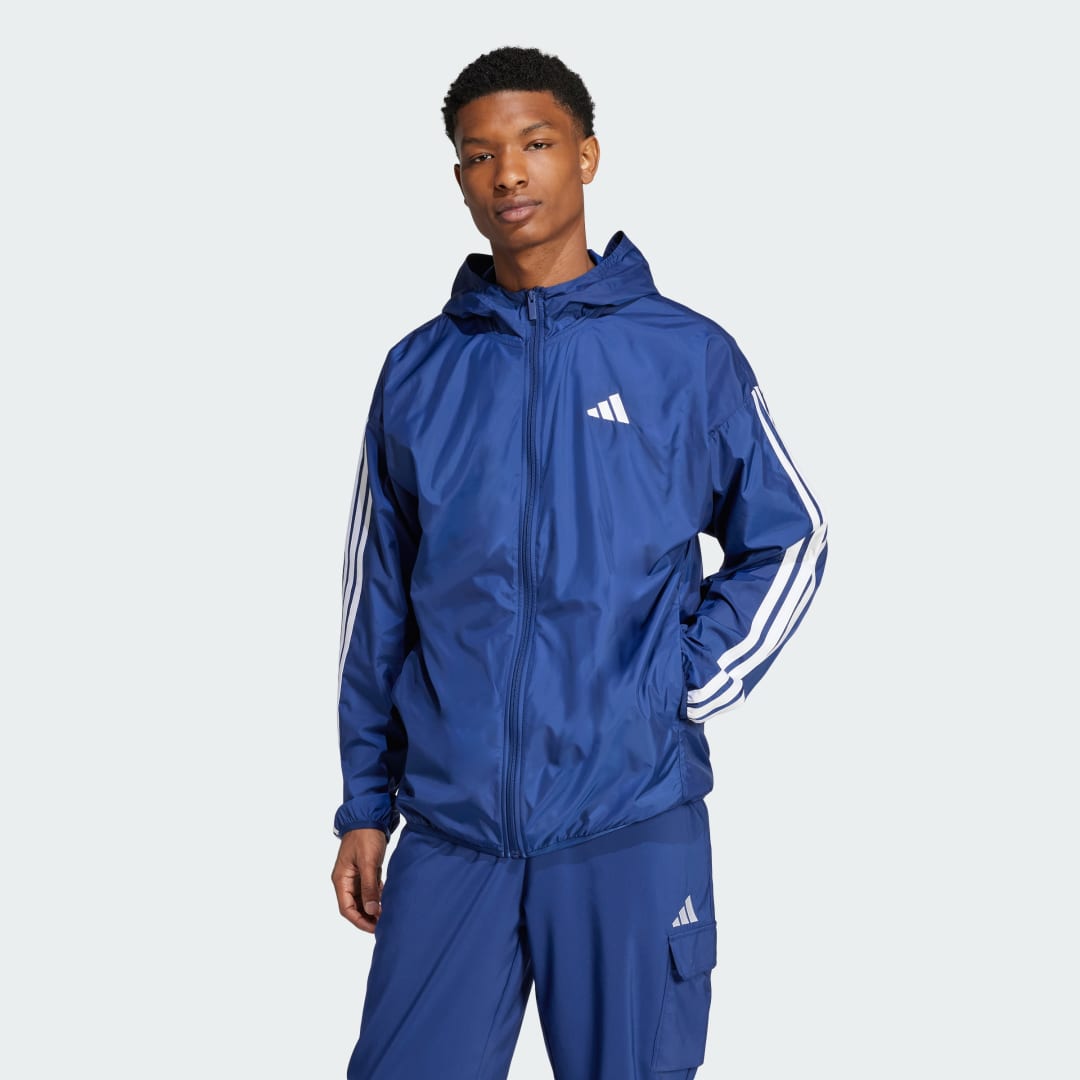 Vetrovka adidas Performance Essentials 3-Stripes Windbreaker Jacket Modrá | JE6327, 0